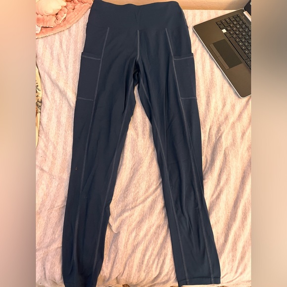 Navy Blue Athletic Leggings - Picture 2 of 3